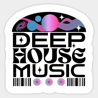 DEEP HOUSE  - Orbs And Stars (black/blue/pink) Sticker